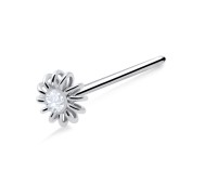 Gerbera Flower Shaped Silver Straight Nose Stud NSKA-10